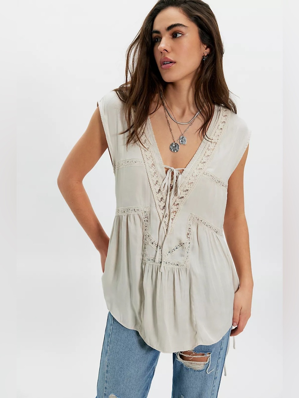 1223. FREE PEOPLE Penelope Tunic in Tea Sz XS NWT $148